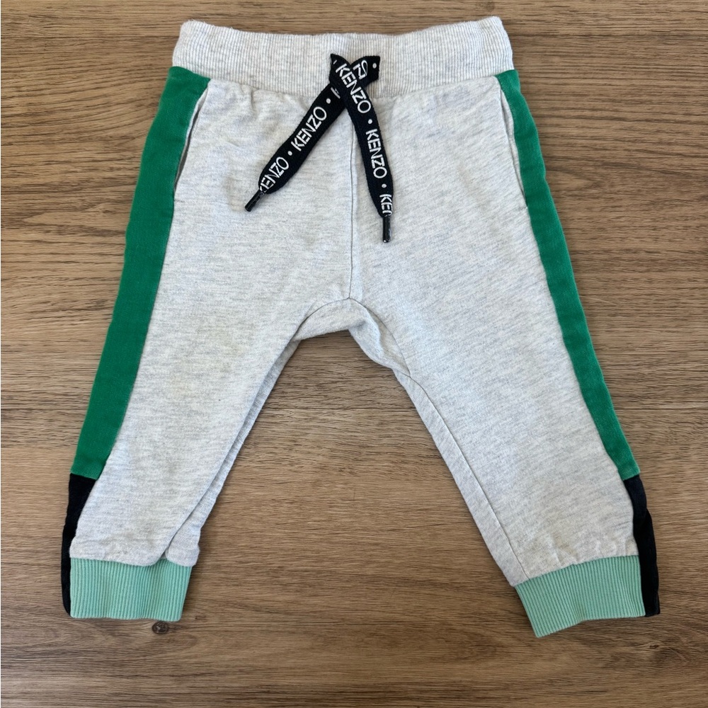 Kenzo Kids Gray Joggers with Green Accents